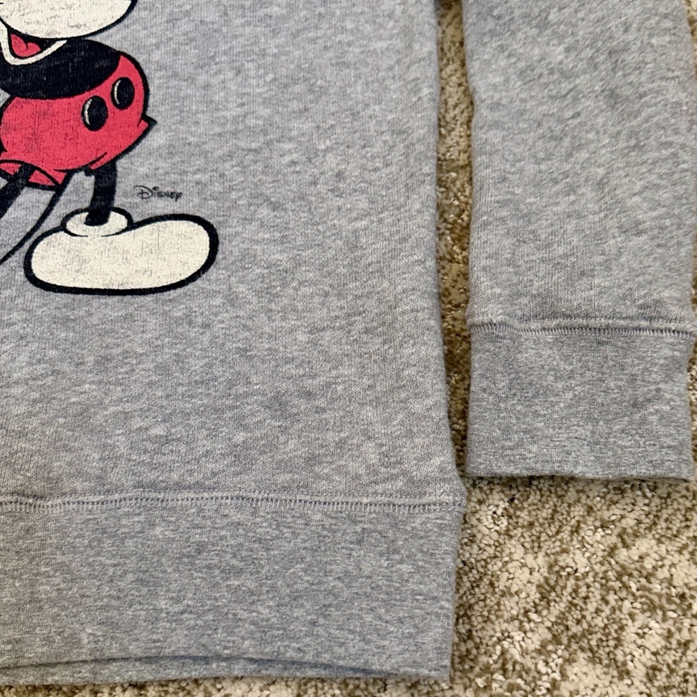 Junk Food Clothing x Disney Kids’ Mickey Raglan Fleece Heather Grey Sweatshirt—S - Picture 7 of 11